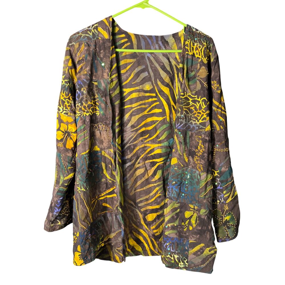 Women’s tropical tantrum one size hand painted batik jacket reversible NWT